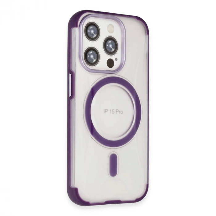 MARSİLYAN™-  Apple İphone 15 Pro Hilton Magsafe Kapak - Derin Mor
