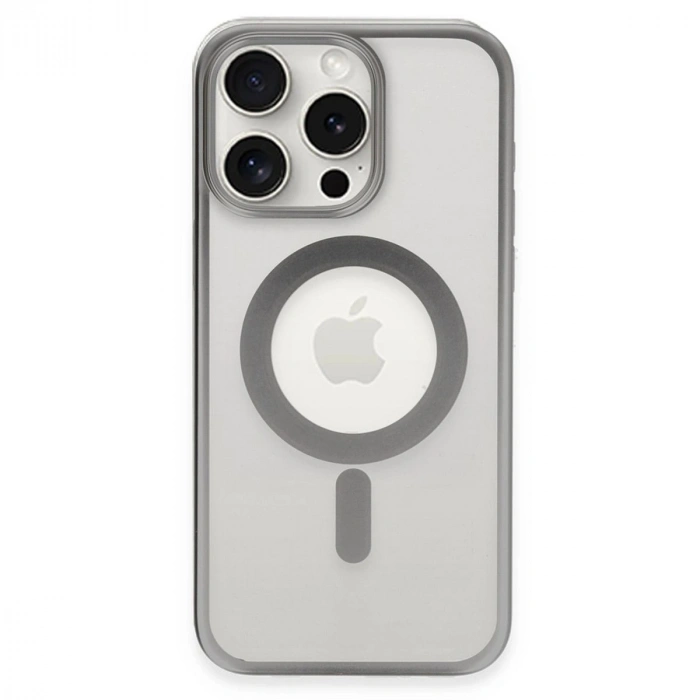 MARSİLYAN™- Apple İphone 15 Pro Kılıf Erozi Magsafe Kapak - Gümüş