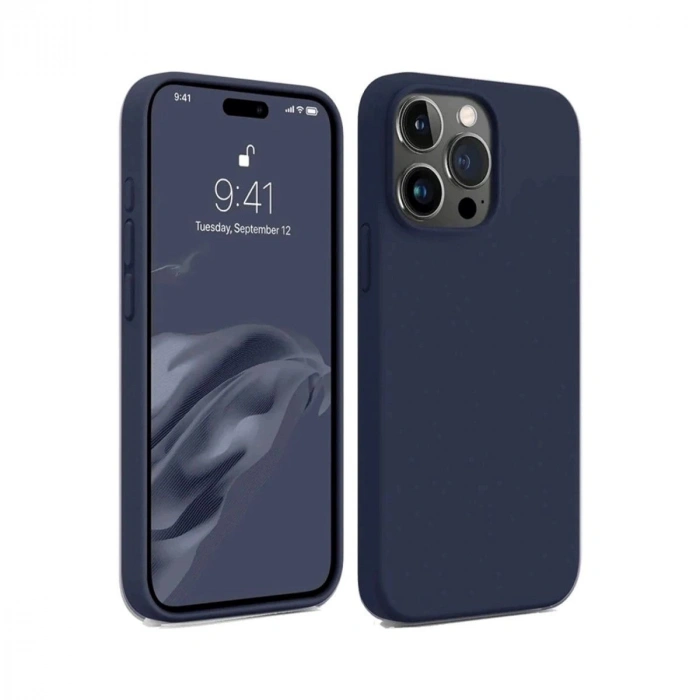 MARSİLYAN™- Apple İphone 15 Pro Kılıf First Silikon - Lacivert