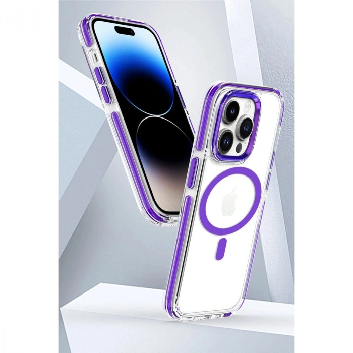 MARSİLYAN™-  Apple İphone 15 Pro Max Bella Magsafe Kapak - Mavi