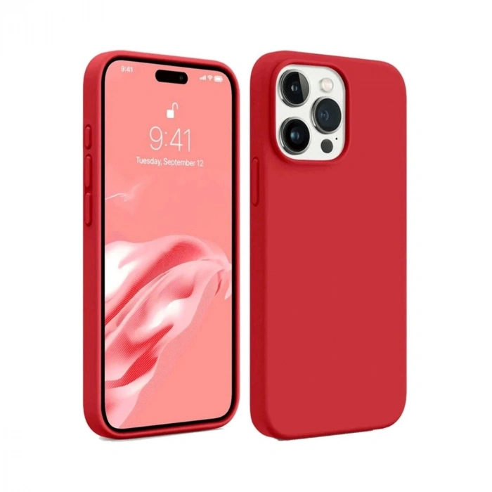 MARSİLYAN™- Apple İphone 15 Pro Max Kılıf First Silikon - Kırmızı