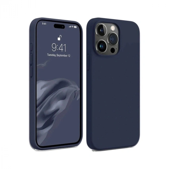 MARSİLYAN™- Apple İphone 15 Pro Max Kılıf First Silikon - Lacivert