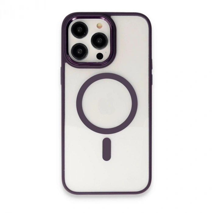 MARSİLYAN™- Apple İphone 15 Pro Max Kılıf Room Magneticsafe Silikon - Derin Mor