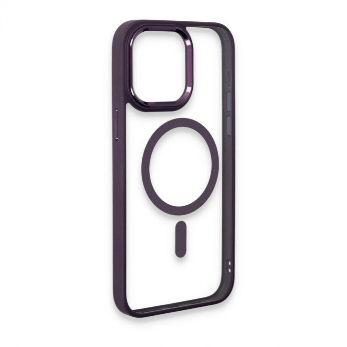 MARSİLYAN™- Apple İphone 15 Pro Max Kılıf Room Magneticsafe Silikon - Derin Mor