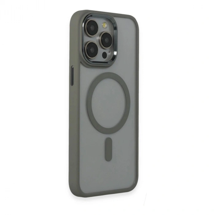 MARSİLYAN™- Apple İphone 15 Pro Max Kılıf Room Magneticsafe Silikon - Gri