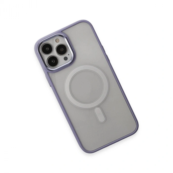 MARSİLYAN™- Apple İphone 15 Pro Max Kılıf Room Magneticsafe Silikon - Lila
