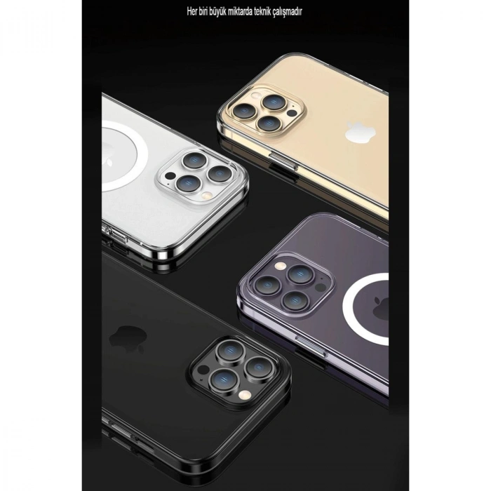 MARSİLYAN™- Apple İphone 15 Pro Max Kılıf Tron Şeffaf Magsafe Kapak - Şeffaf