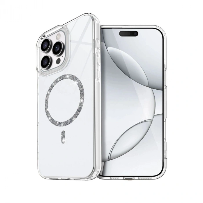 MARSİLYAN™- Apple İphone 15 Pro Max Live Diamond Magsafe Kapak - Şeffaf