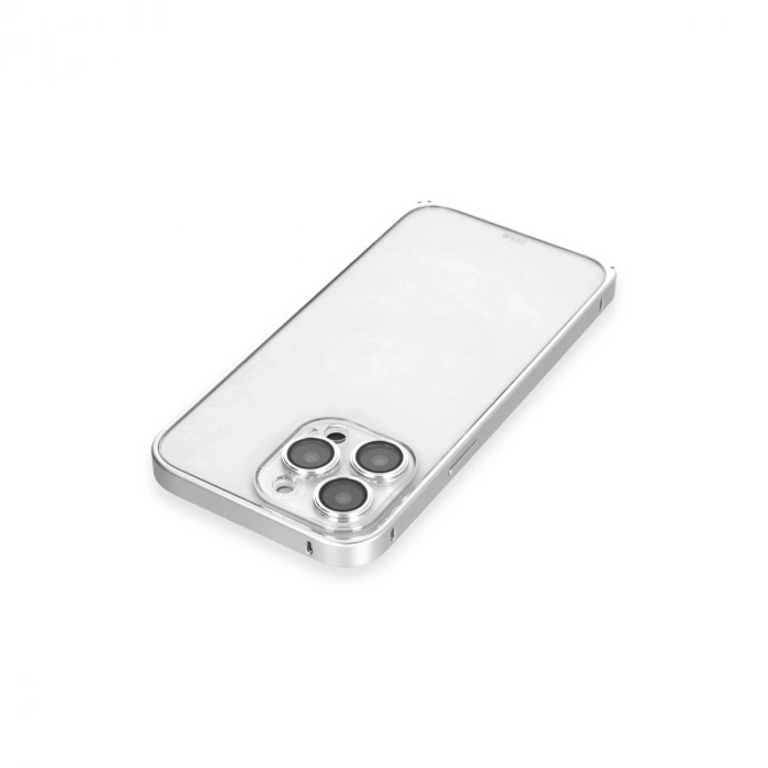 MARSİLYAN™-  Apple İphone 15 Pro Max Metal Bumper Mat Kapak - Gümüş