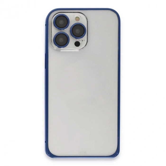 MARSİLYAN™-  Apple İphone 15 Pro Max Metal Bumper Mat Kapak - Lacivert