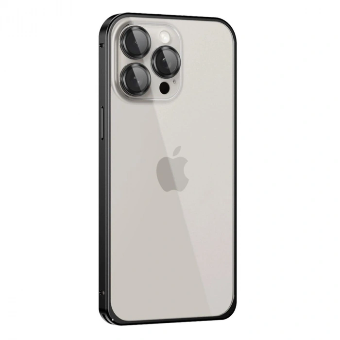 MARSİLYAN™-  Apple İphone 15 Pro Max Metal Bumper Mat Kapak - Siyah