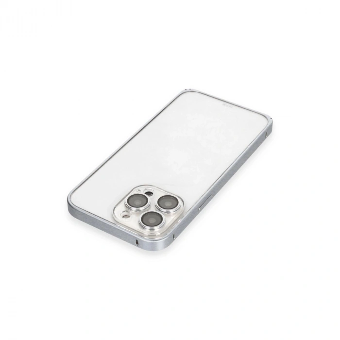 MARSİLYAN™-  Apple İphone 15 Pro Metal Bumper Mat Kapak - Gri