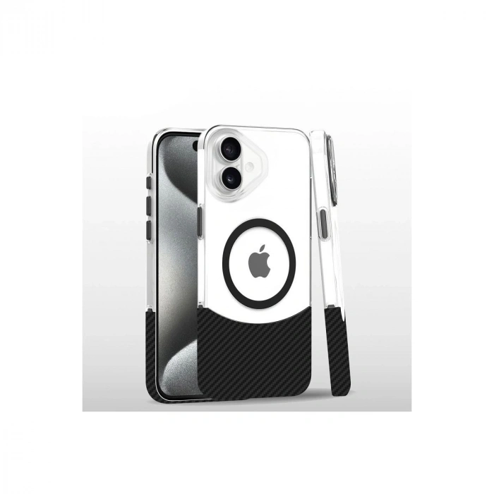 MARSİLYAN™-  Apple İphone 16 Carbon Puzzle Magsafe Kapak - Siyah-2
