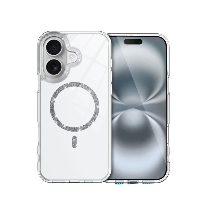 MARSİLYAN™- Apple İphone 16 Plus Live Diamond Magsafe Kapak - Şeffaf