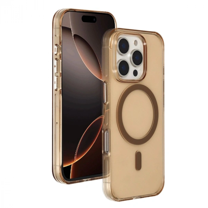 MARSİLYAN™-  Apple İphone 16 Pro Max Gleam Pc Sert Magsafe Kılıf - Şeffaf-gold