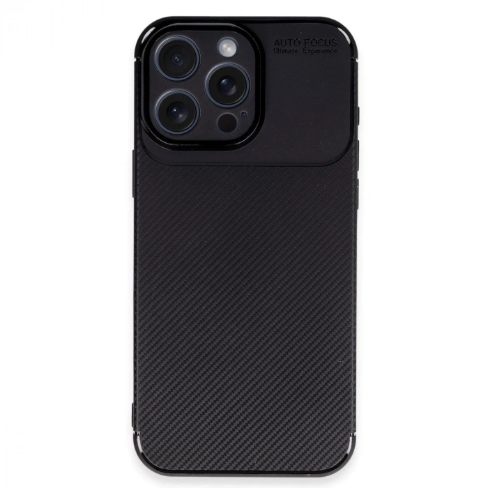 MARSİLYAN™- Apple İphone 16 Pro Max Kılıf Auto Focus Karbon Kapak - Siyah