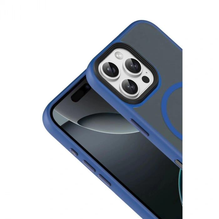 MARSİLYAN™-  Apple İphone 16 Pro Max Megane Magsafe Kapak - Lacivert