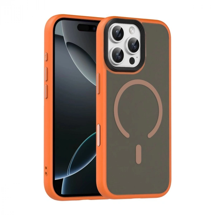 MARSİLYAN™-  Apple İphone 16 Pro Max Megane Magsafe Kapak - Turuncu