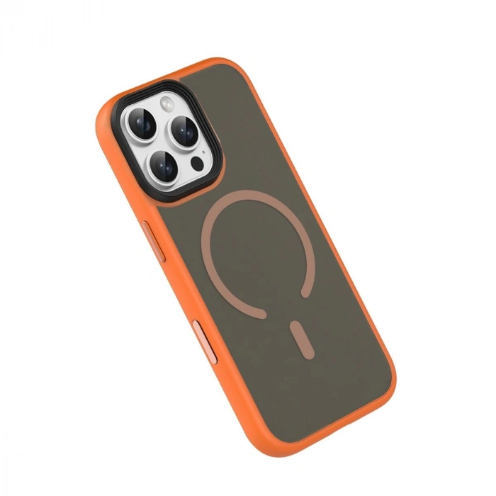 MARSİLYAN™-  Apple İphone 16 Pro Max Megane Magsafe Kapak - Turuncu