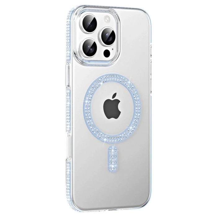 MARSİLYAN™-  Apple İphone 16 Pro Max Move Taşlı Magsafe Kapak - Mavi