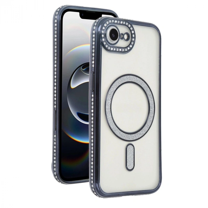 MARSİLYAN™- Apple İphone 16e Joke Simli Magneticsafe Kılıf - Siyah