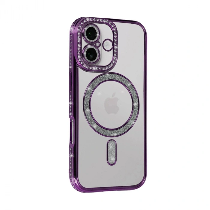 MARSİLYAN™- Apple İphone 17 Joke Simli Magneticsafe Kılıf - Derin Mor