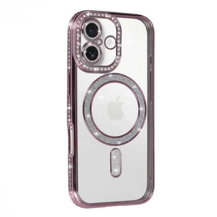 MARSİLYAN™- Apple İphone 17 Joke Simli Magneticsafe Kılıf - Pembe
