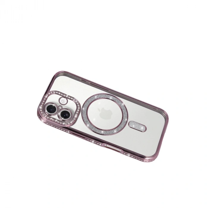 MARSİLYAN™- Apple İphone 17 Joke Simli Magneticsafe Kılıf - Pembe