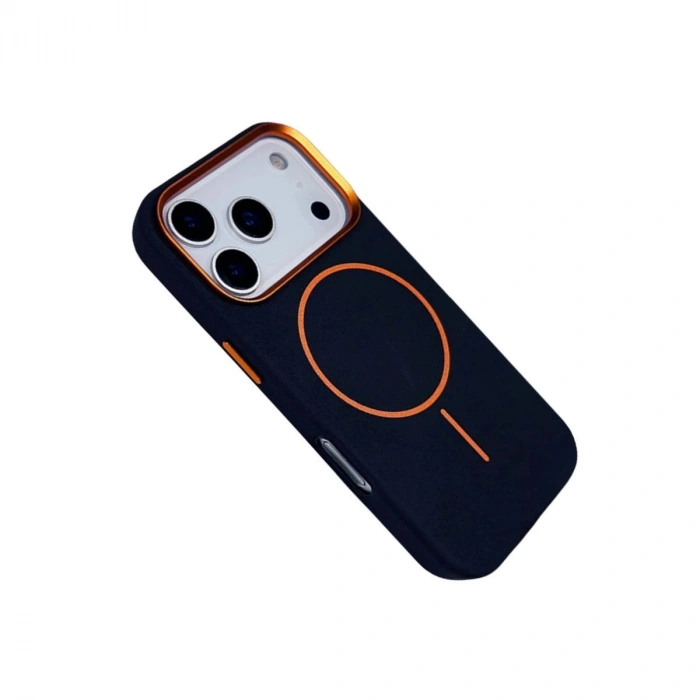MARSİLYAN™-  Apple İphone 17 Pro Luno Deri Magsafe Kapak - Mavi
