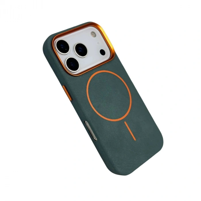 MARSİLYAN™-  Apple İphone 17 Pro Luno Deri Magsafe Kapak - Yeşil