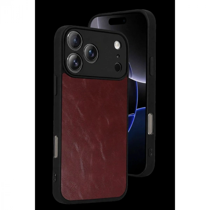 MARSİLYAN™- Apple İphone 17 Pro Max Aras Deri Kapak - Bordo