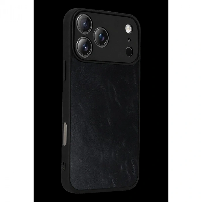 MARSİLYAN™- Apple İphone 17 Pro Max Aras Deri Kapak - Siyah