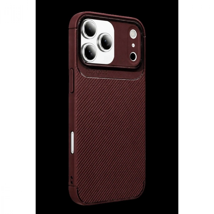 MARSİLYAN™- Apple İphone 17 Pro Max Auto Focus Karbon Kapak - Bordo