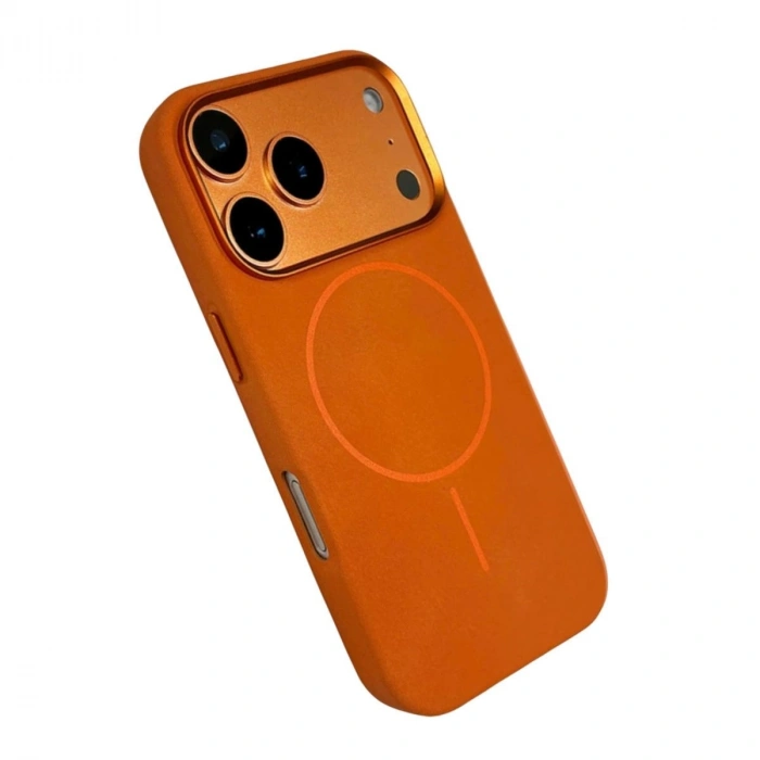 MARSİLYAN™-  Apple İphone 17 Pro Max Luno Deri Magsafe Kapak - Turuncu