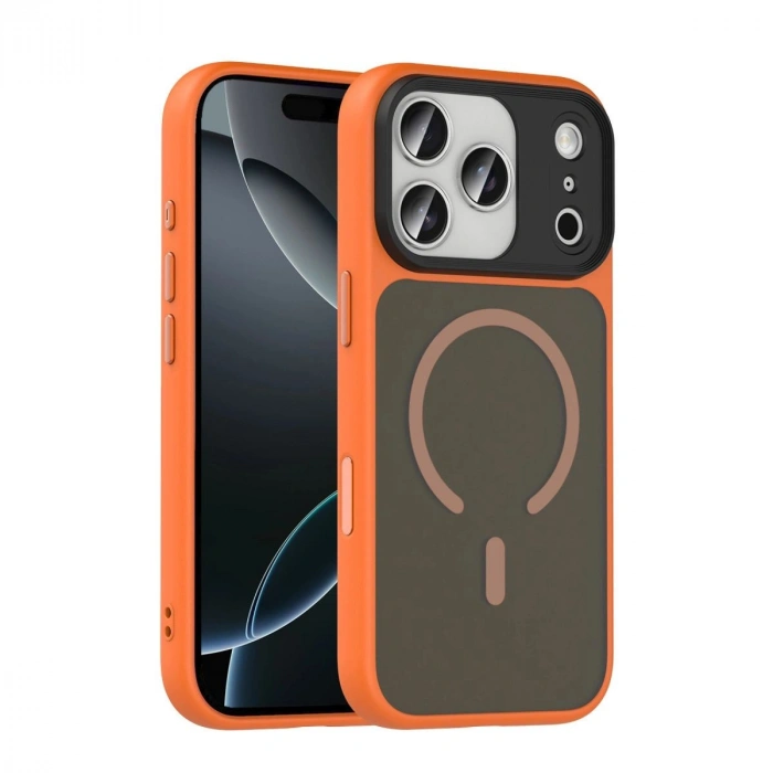 MARSİLYAN™-  Apple İphone 17 Pro Max Megane Magsafe Kapak - Turuncu