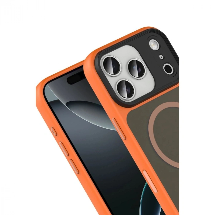 MARSİLYAN™-  Apple İphone 17 Pro Megane Magsafe Kapak - Turuncu
