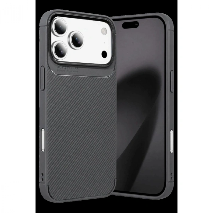 MARSİLYAN™-  Apple İphone 18 Pro Auto Focus Karbon Kapak - Gri