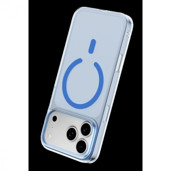 MARSİLYAN™-  Apple İphone 18 Pro Combo Sert Şeffaf Magsafe Kapak - Açık Mavi