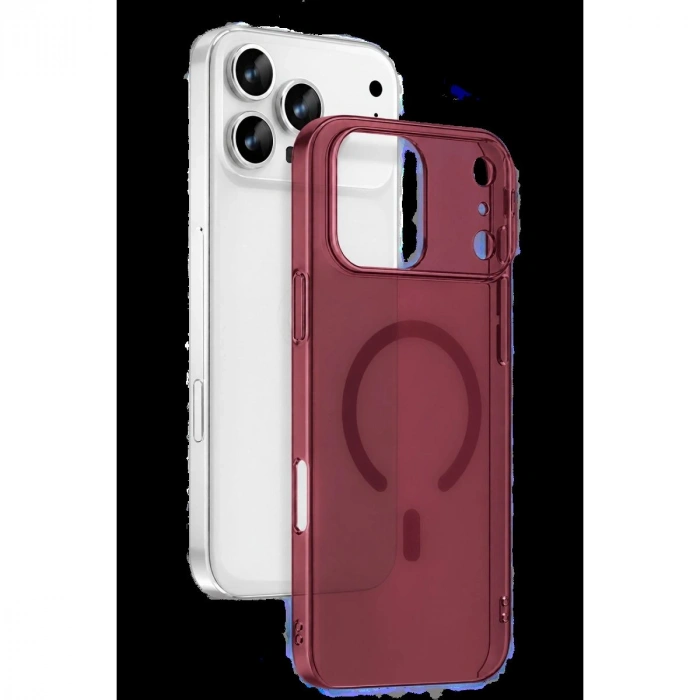 MARSİLYAN™-  Apple İphone 18 Pro Combo Sert Şeffaf Magsafe Kapak - Bordo
