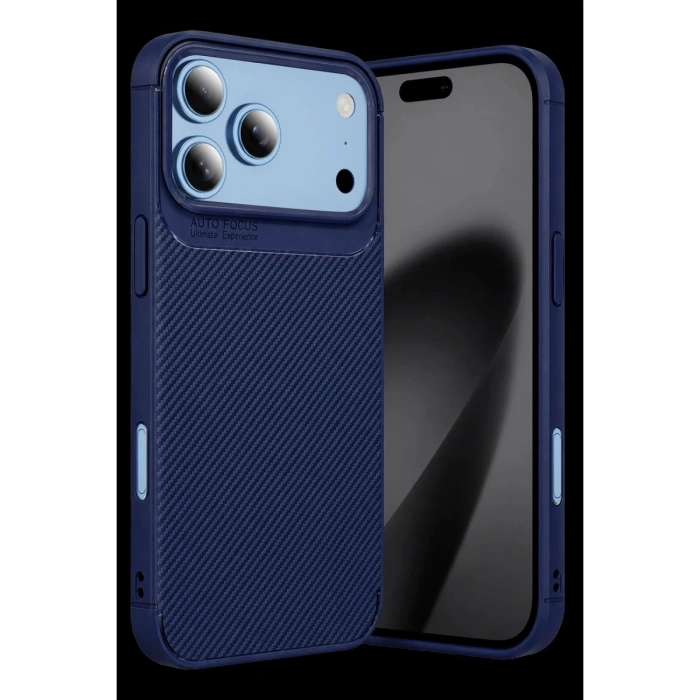 MARSİLYAN™-  Apple İphone 18 Pro Max Auto Focus Karbon Kapak - Lacivert