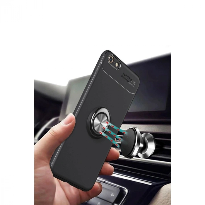 MARSİLYAN™- Apple İphone 6 Kılıf Range Yüzüklü Silikon - Kırmızı