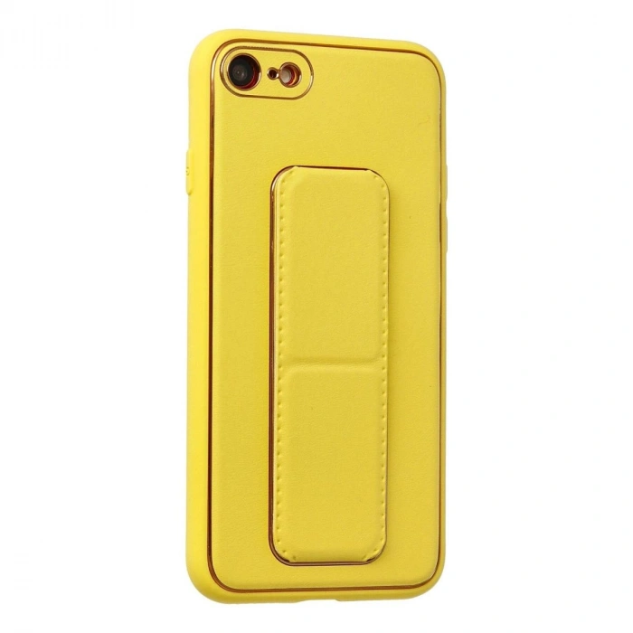 MARSİLYAN™- Apple İphone 7 Kılıf Coco Deri Standlı Kapak - Sarı