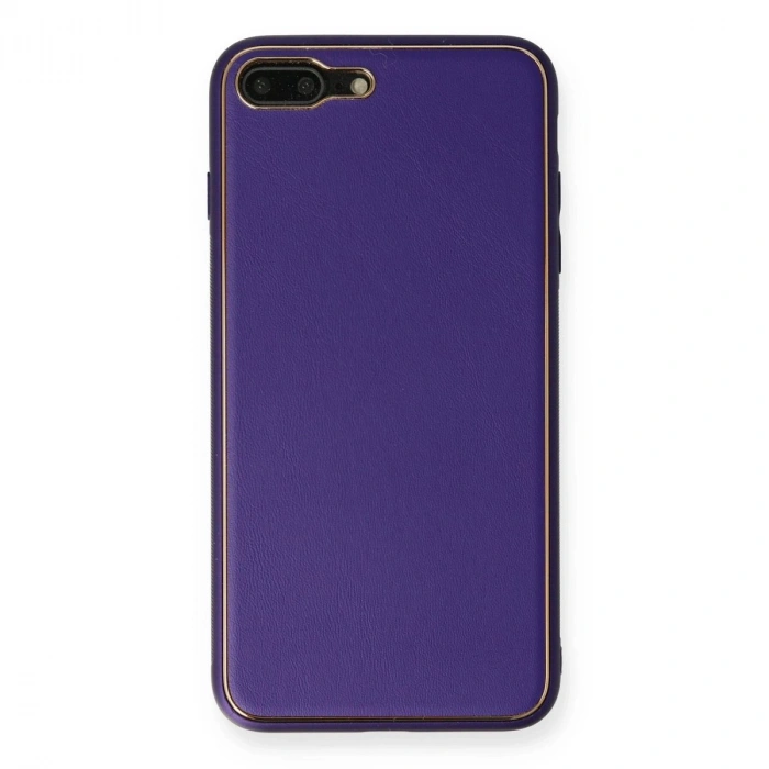 MARSİLYAN™- Apple İphone 7 Plus Kılıf Coco Deri Silikon Kapak - Mor