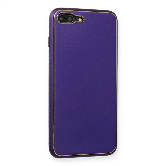 MARSİLYAN™- Apple İphone 7 Plus Kılıf Coco Deri Silikon Kapak - Mor