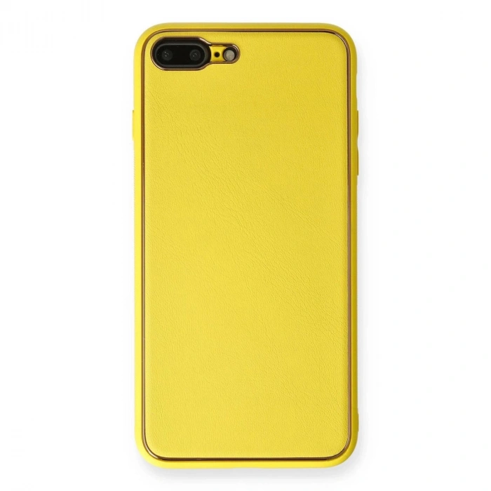 MARSİLYAN™- Apple İphone 7 Plus Kılıf Coco Deri Silikon Kapak - Sarı