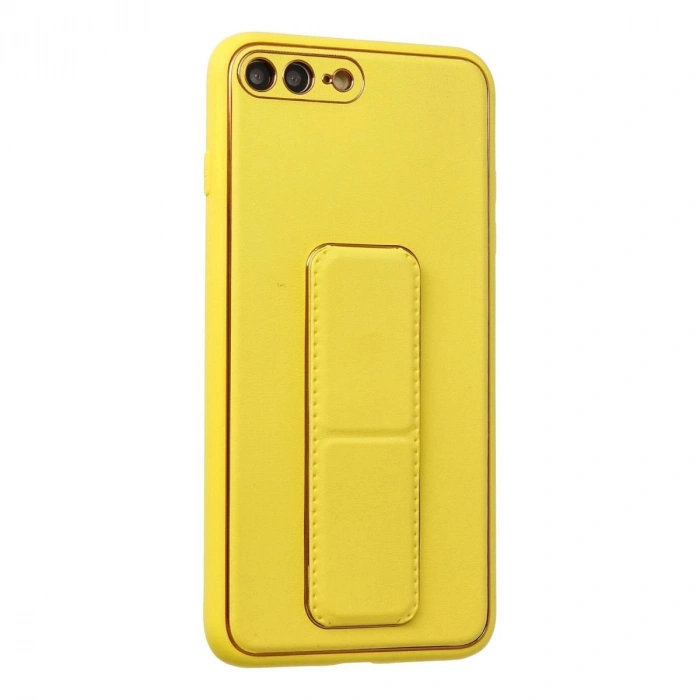 MARSİLYAN™- Apple İphone 7 Plus Kılıf Coco Deri Standlı Kapak - Sarı