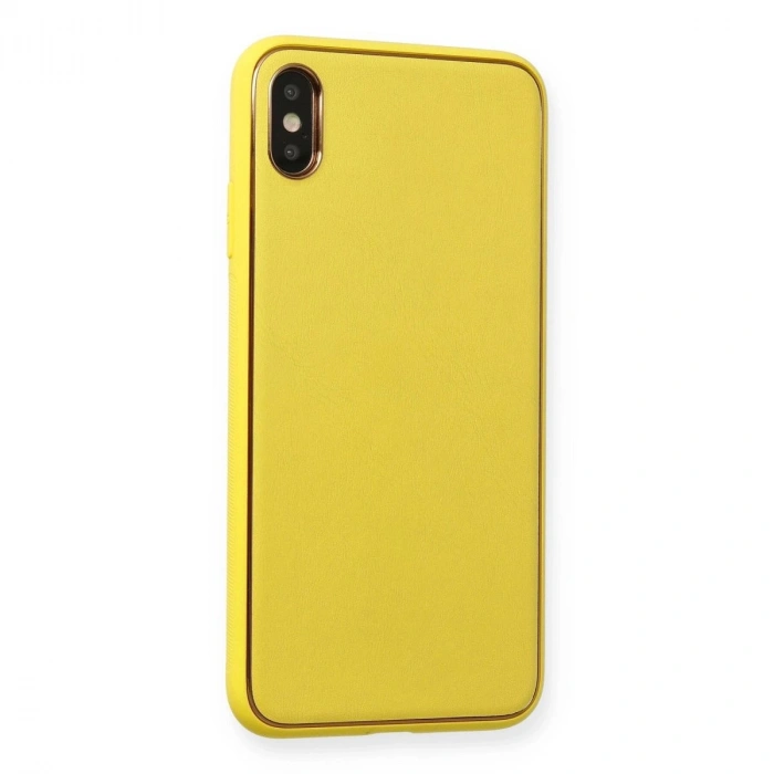 MARSİLYAN™- Apple İphone Xs Max Kılıf Coco Deri Silikon Kapak - Sarı