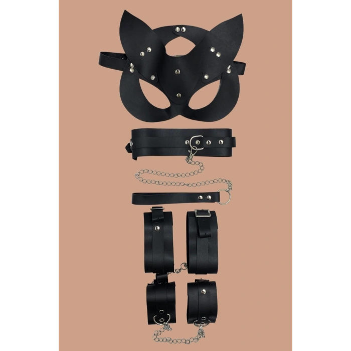 MARSiLYAN- Arias Closet Siyah 4lü Maske ,Tasma,Kelepce Harness Set