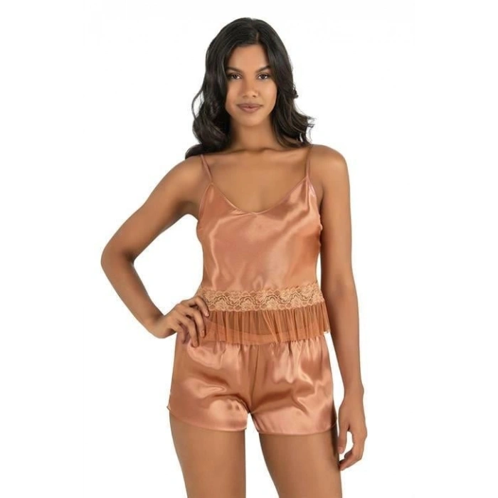 MARSiLYAN-  Bakır Saten Şort Takımı 9209
