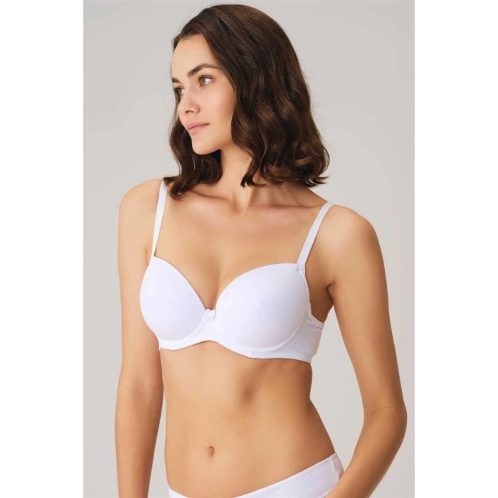 MARSiLYAN-  Balenli Desteksiz Dolgusuz Askıları Çıkabilen Günlük Klasik T-Shirt Sütyeni